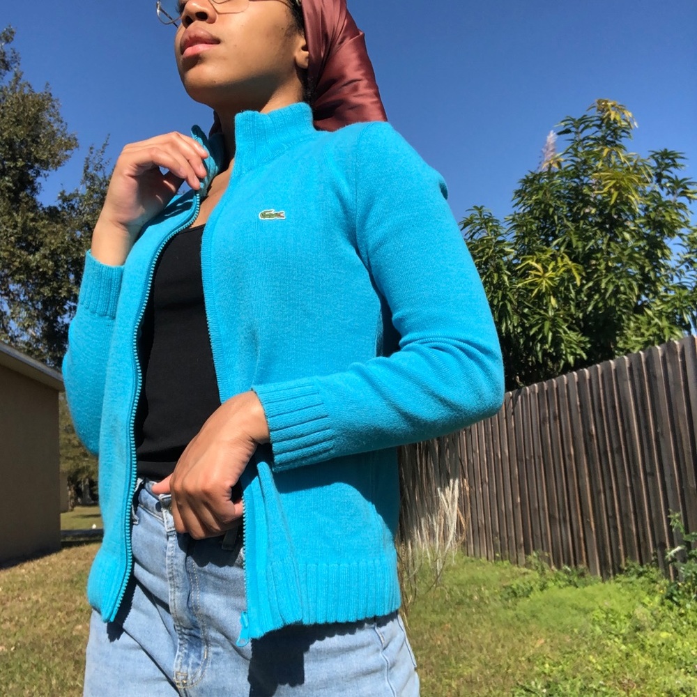 Lacoste Ribbed High Neck Sweater Jacket